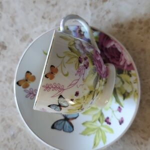 Porcelain Butterfly Teacup and Saucer Set